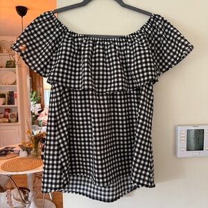 Sanctuary Black and White Ruffled Blouse